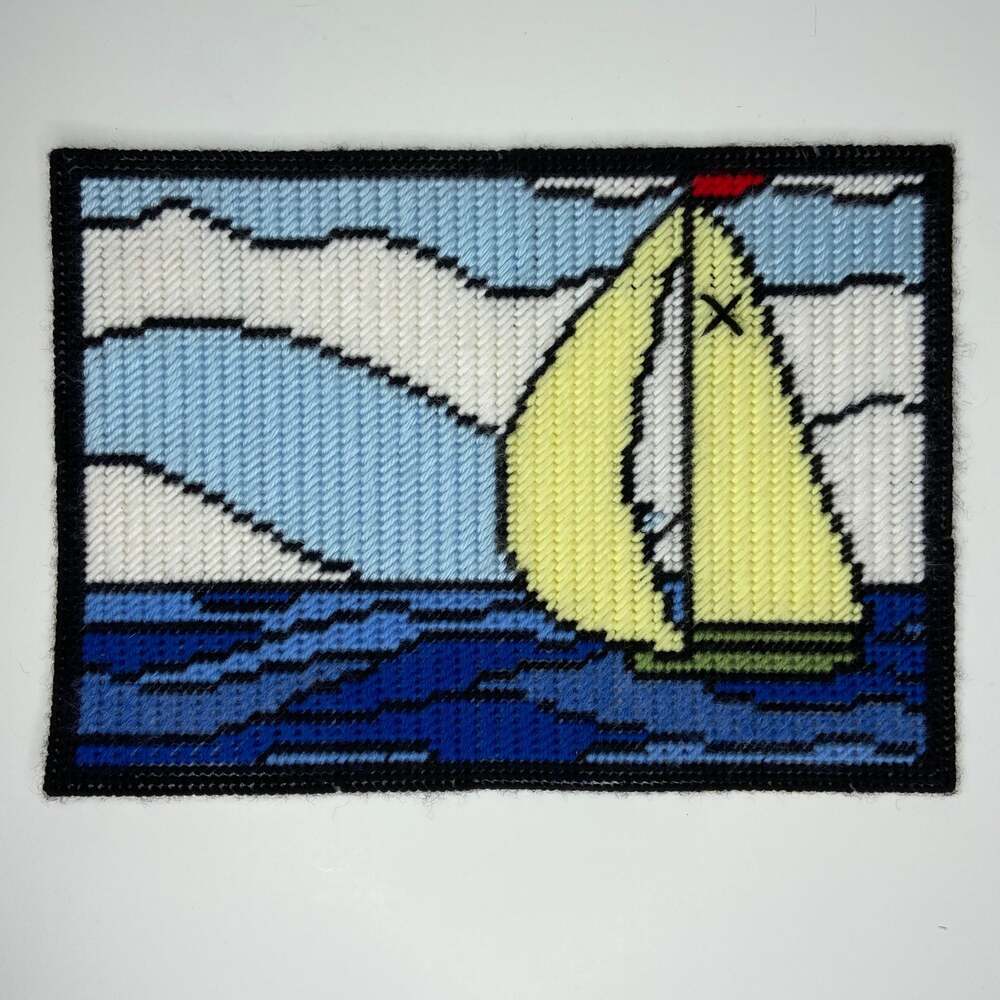 Plastic Canvas Sailboat Cross Stitch Wall Decor